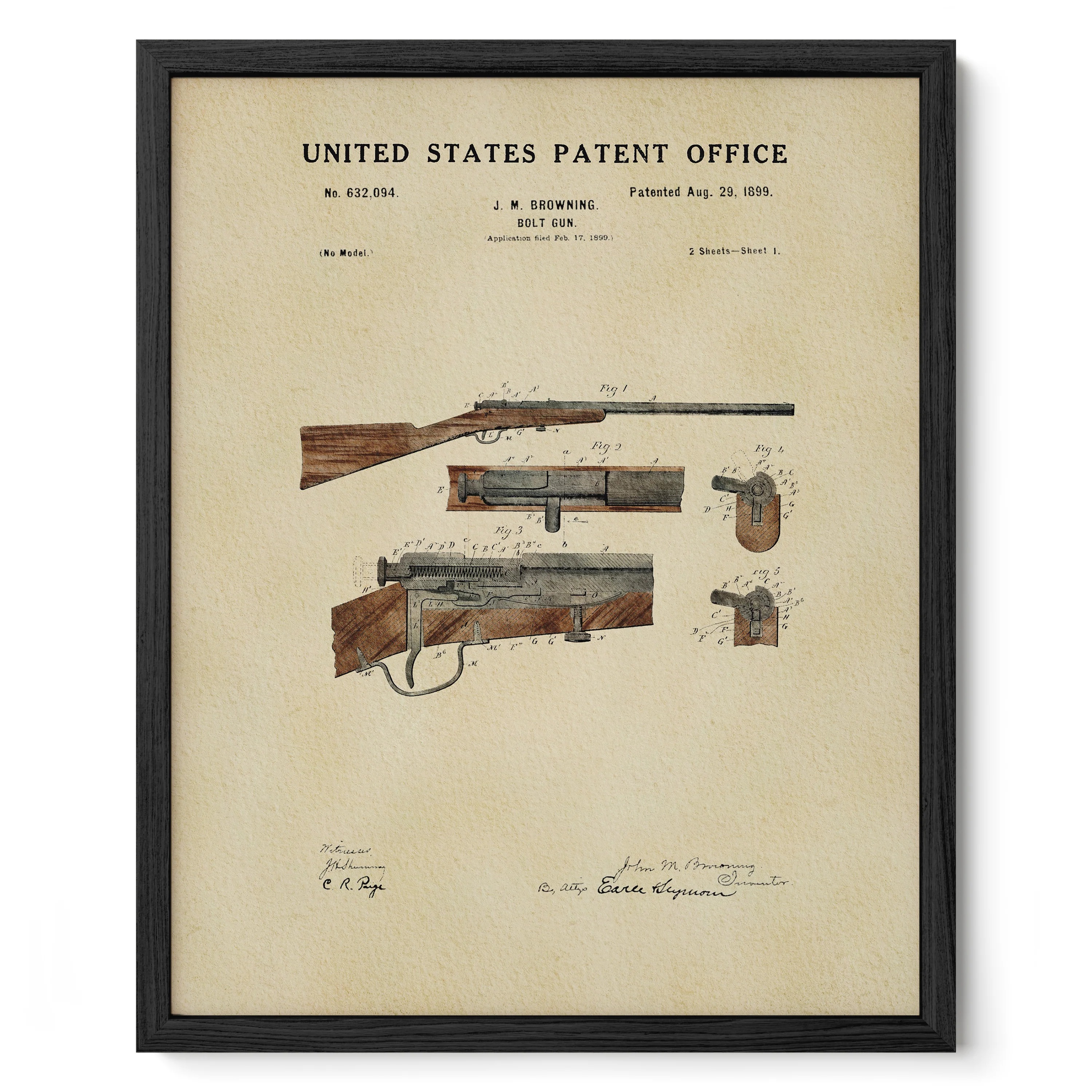 Hunting Rifle (1899) Iconic Invention Watercolor Art Print - Art Home Decor