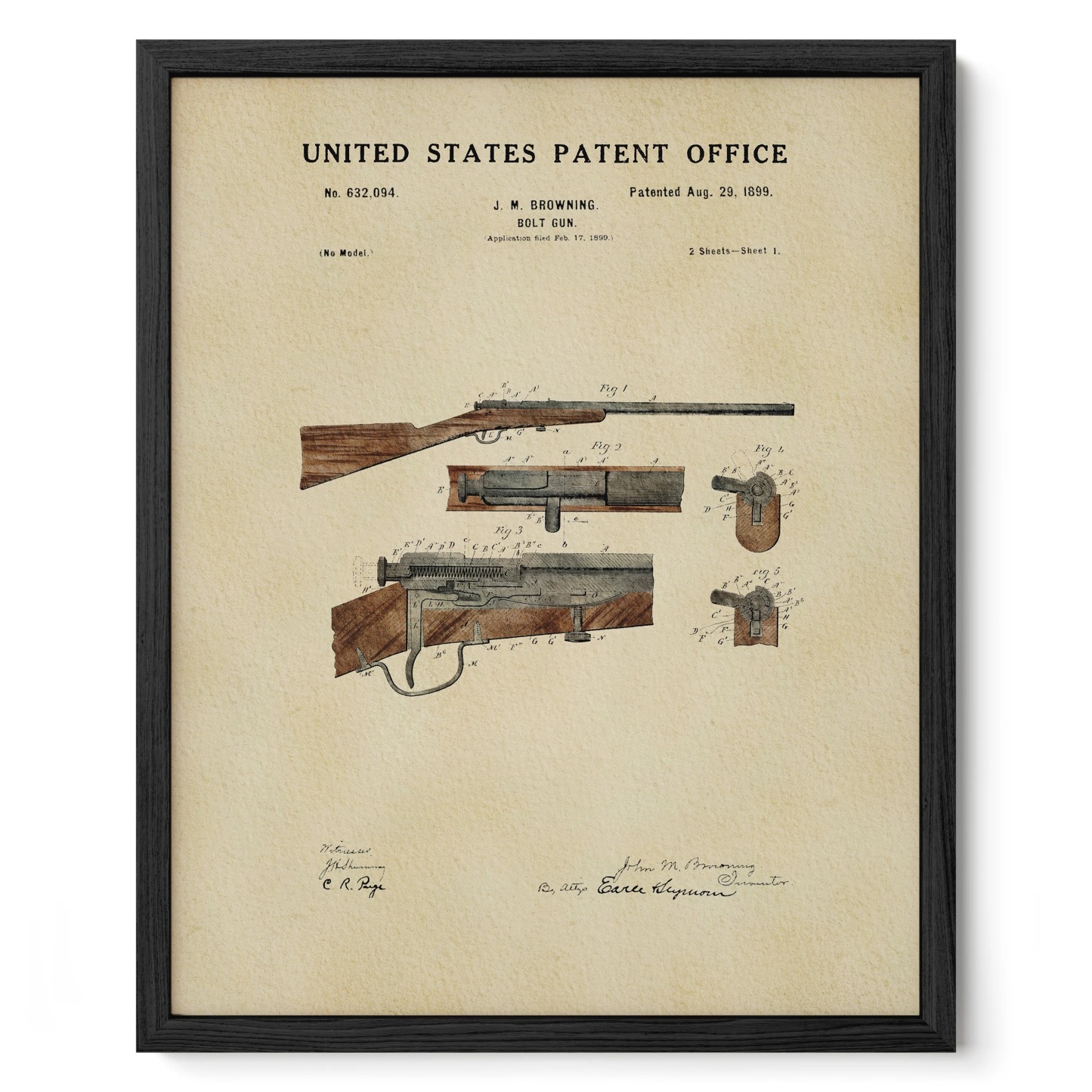 Hunting Rifle (1899) Iconic Invention Watercolor Art Print - Art Home Decor