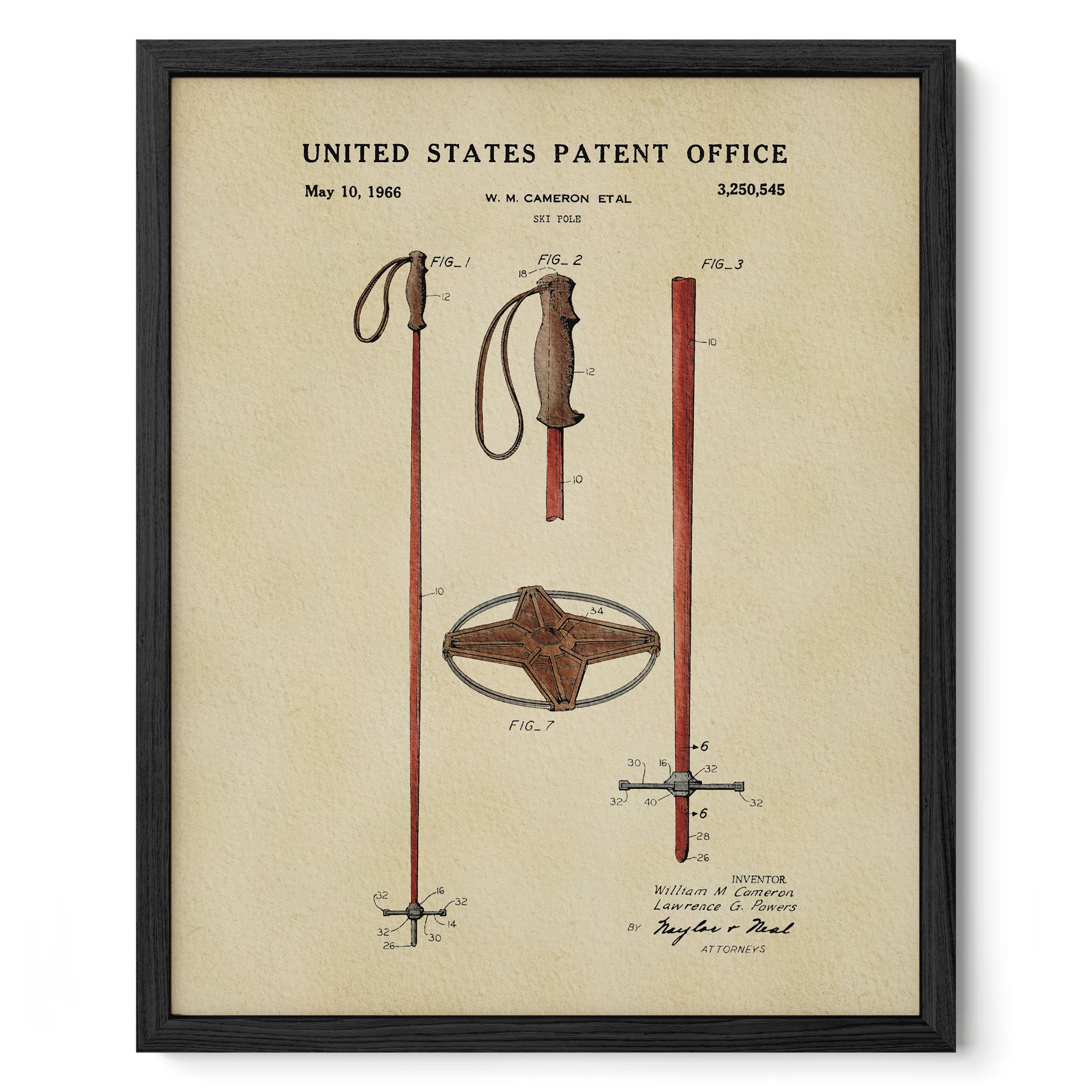 Ski Pole (1966) Iconic Invention Watercolor Art Print - Art Home Decor