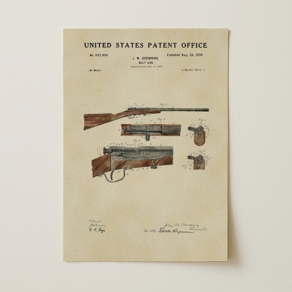 Hunting Rifle (1899) Iconic Invention Watercolor Art Print - Art Home Decor