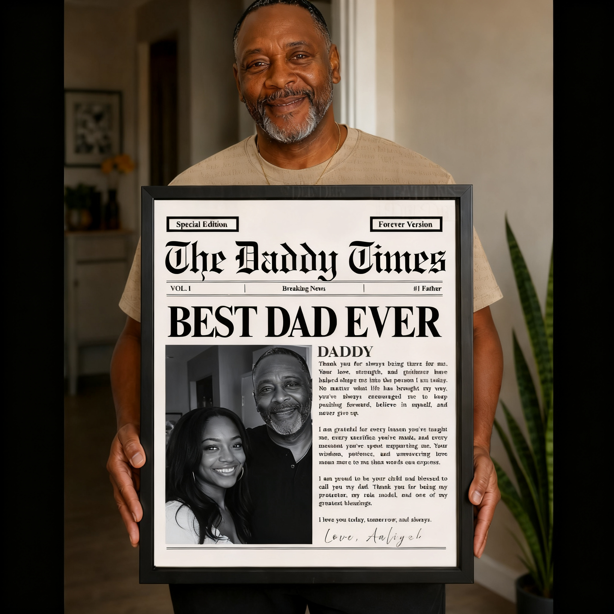 Custom "The Daddy Times" Newspaper Art Print - Personalized Father's Day Gift