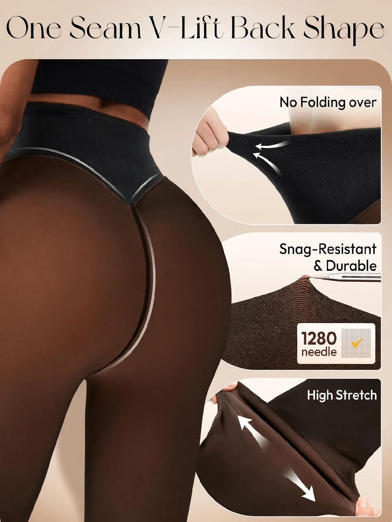 Premium Fleece Lined Sheer Tights-High Waisted Tummy Control Thermal Pantyhose for Women