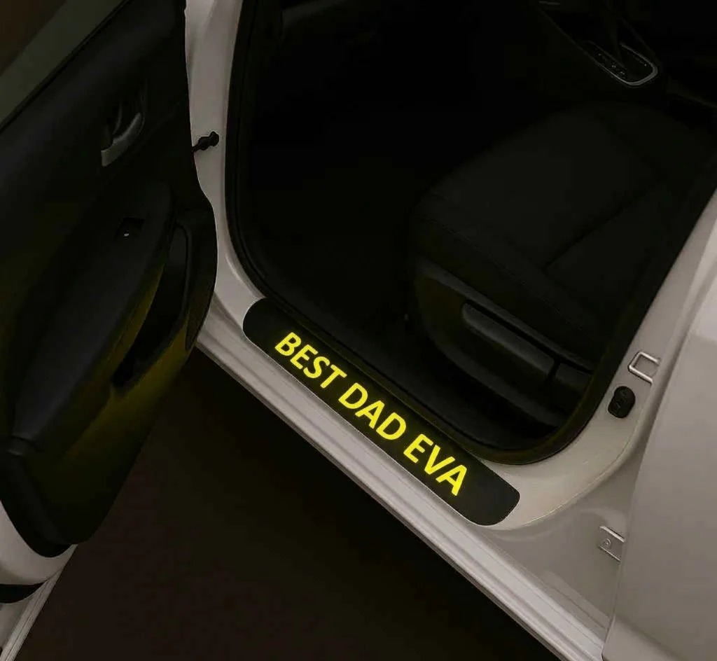 Custom Text LED Door Sill Plate | Super Dad MR. Cool Dad Fathers Day Car Gift