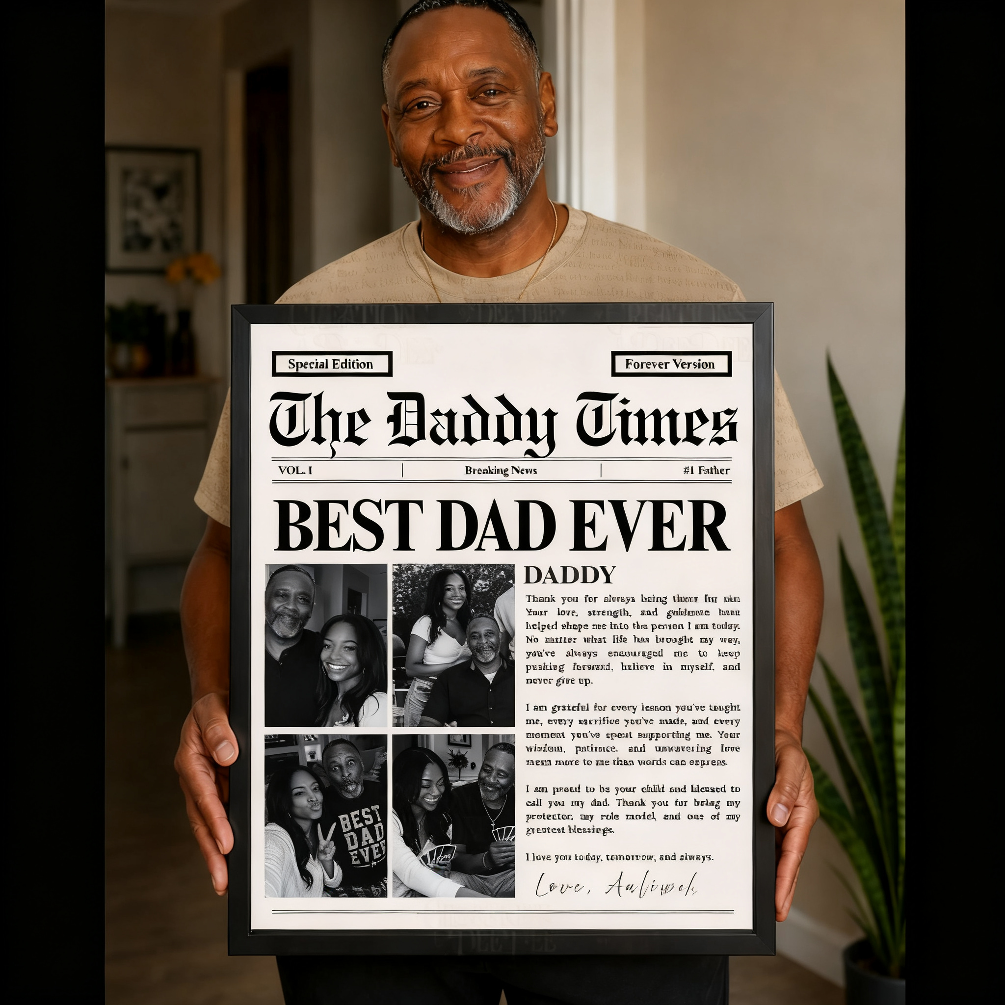 Custom "The Daddy Times" Newspaper Art Print - Personalized Father's Day Gift
