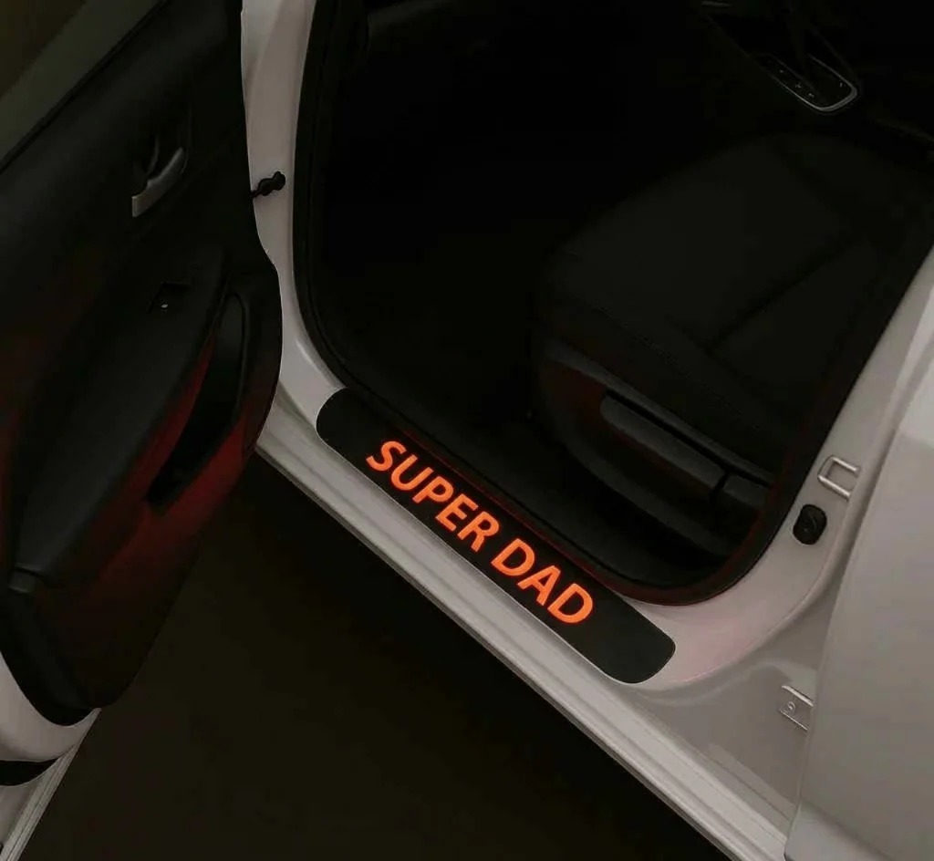 Custom Text LED Door Sill Plate | Super Dad MR. Cool Dad Fathers Day Car Gift