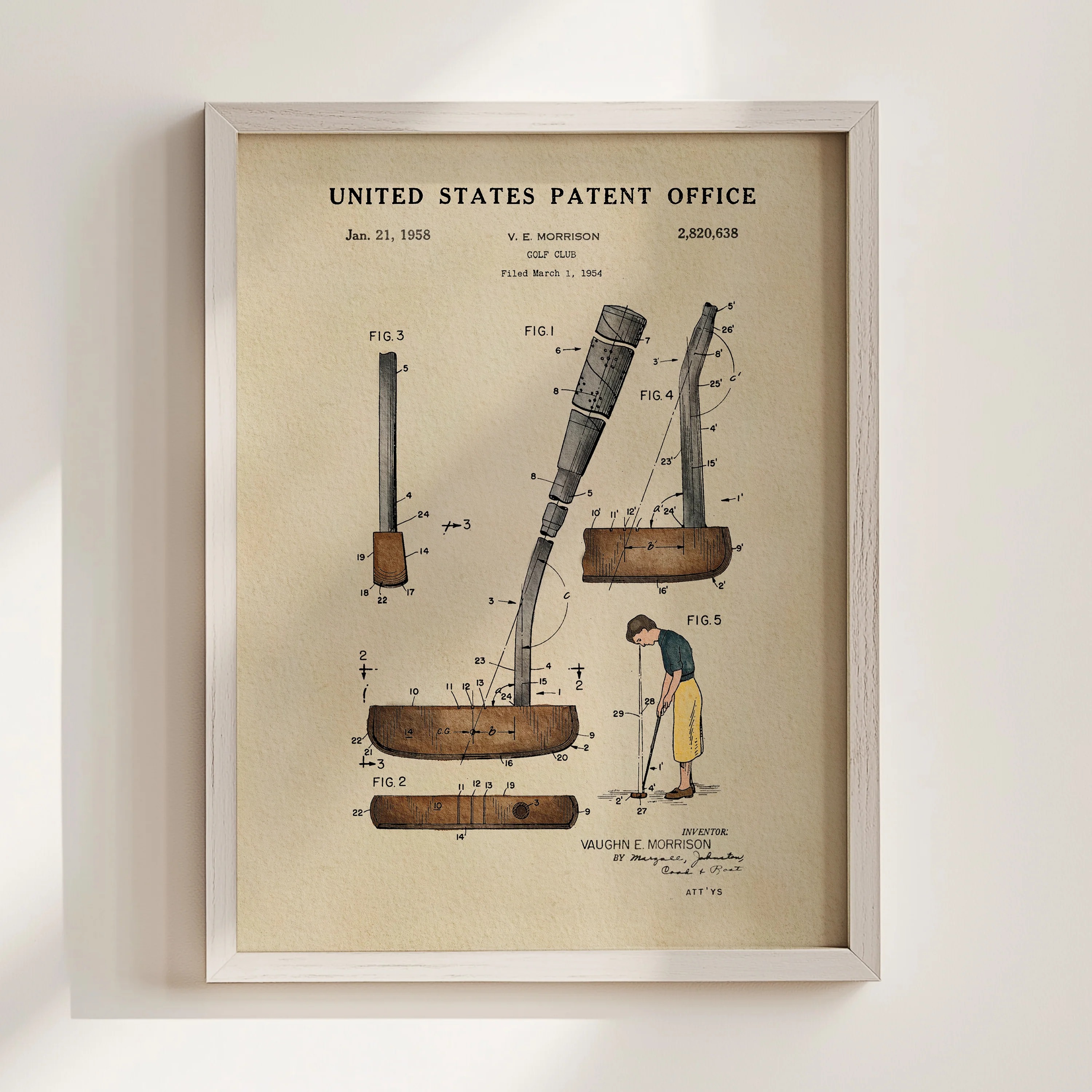 Golf Putter (1958) Iconic Invention Watercolor Art Print - Art Home Decor