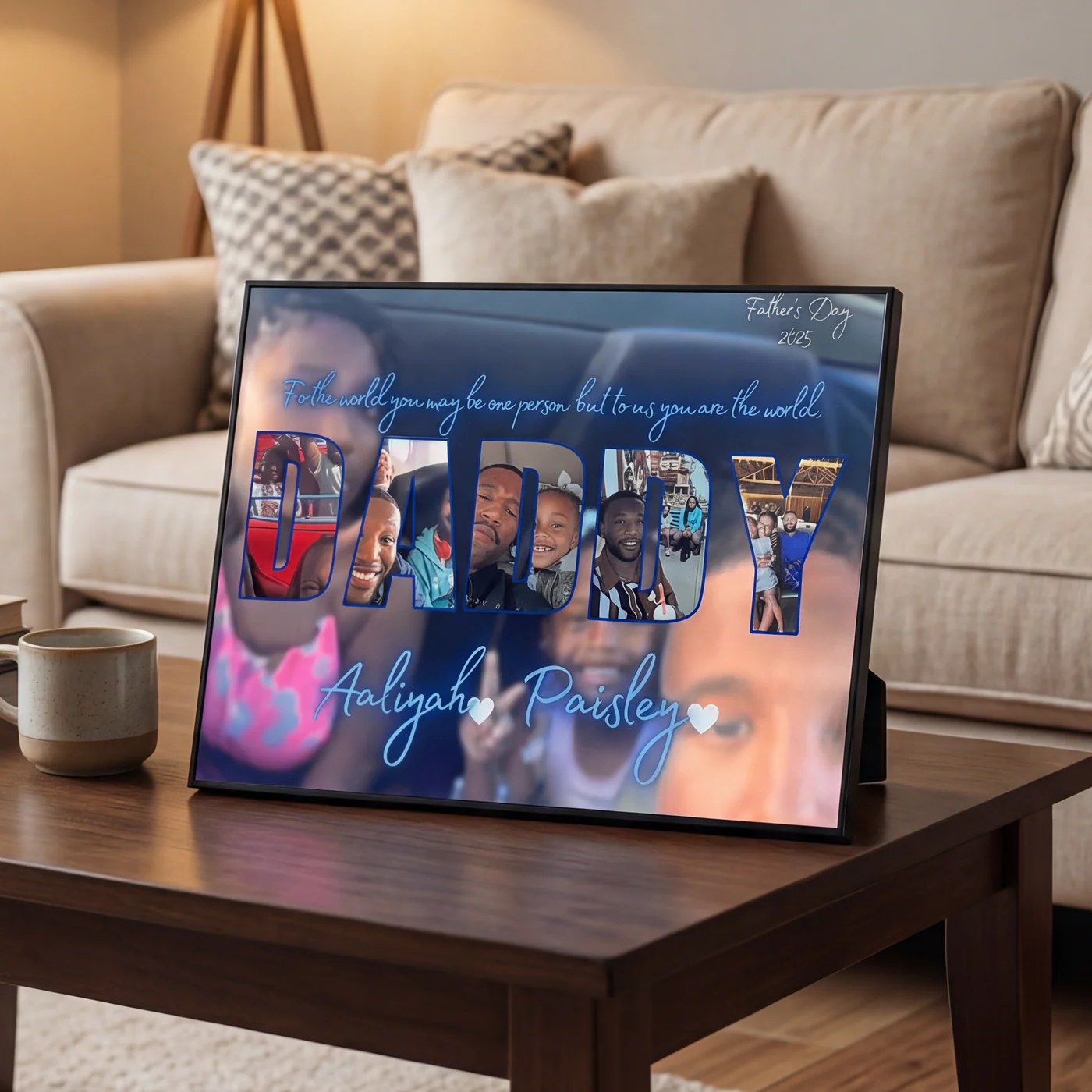 Customized Daddy Letter Photo Frame, You Are My World Father's Day Gift