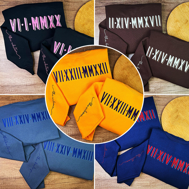 Custom Roman Numeral Printing Couples Sweatshirt 💑✨