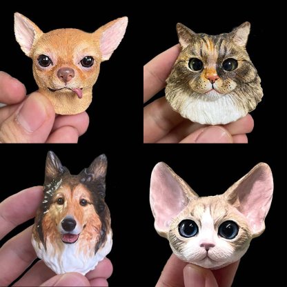 🐶🐱Custom Pet Sculpture – Multifunctional Pet Portrait Fridge Magnet and Car Air Freshener