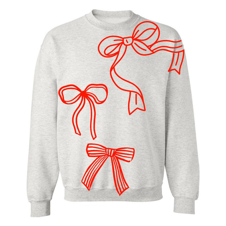 Personalized PUFF 'Red Bows' Christmas Crewneck Sweatshirt
