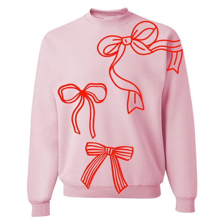 Personalized PUFF 'Red Bows' Christmas Crewneck Sweatshirt