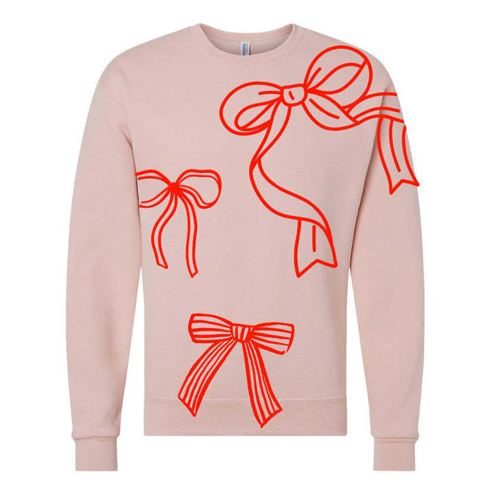 Personalized PUFF 'Red Bows' Christmas Crewneck Sweatshirt