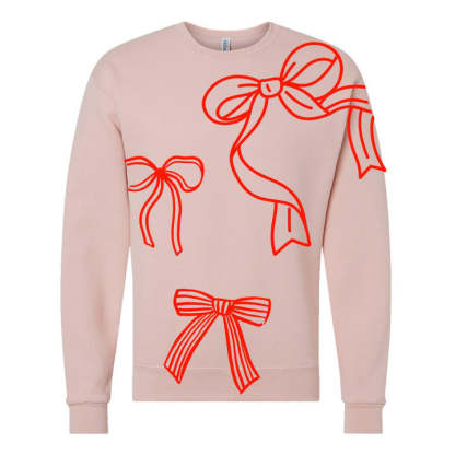 Personalized PUFF 'Red Bows' Christmas Crewneck Sweatshirt