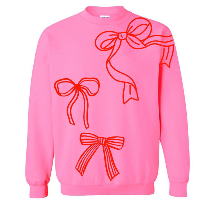 Personalized PUFF 'Red Bows' Christmas Crewneck Sweatshirt