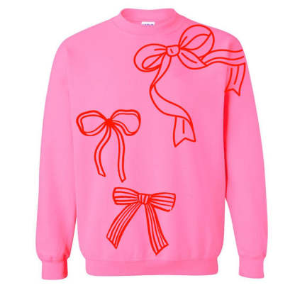 Personalized PUFF 'Red Bows' Christmas Crewneck Sweatshirt