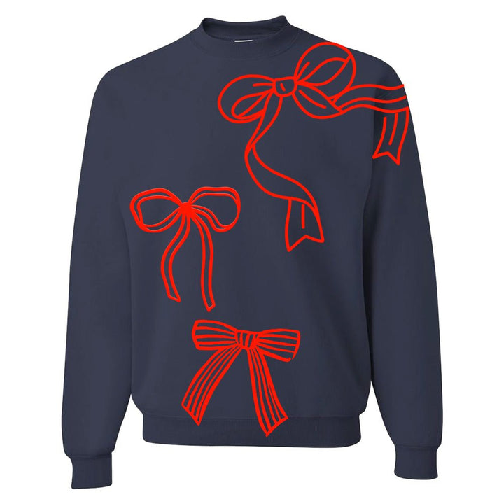 Personalized PUFF 'Red Bows' Christmas Crewneck Sweatshirt
