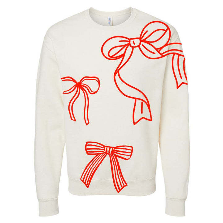 Personalized PUFF 'Red Bows' Christmas Crewneck Sweatshirt