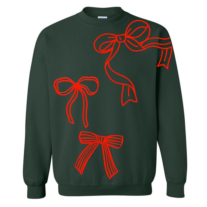 Personalized PUFF 'Red Bows' Christmas Crewneck Sweatshirt