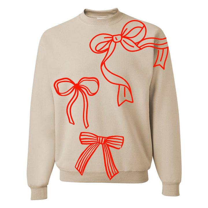 Personalized PUFF 'Red Bows' Christmas Crewneck Sweatshirt