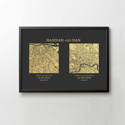 CUSTOM ART / 2 SQUARE MAPS DESIGN- For Memory Gift