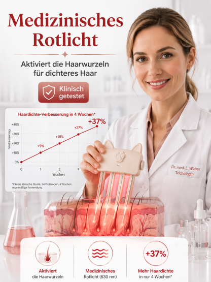 Schluss mit plattem Haar! Kabelloser Ansatz-Booster mit Rotlicht für XXL-Volumen.