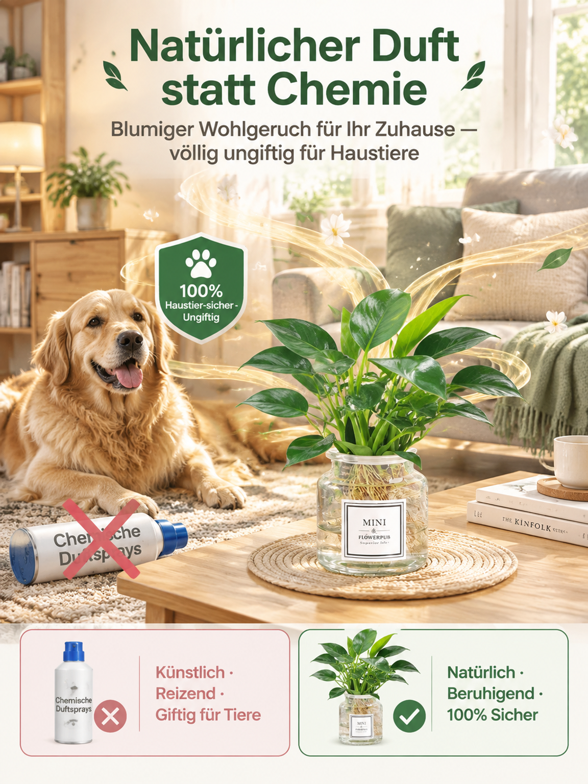 Wunder-Goldranke: 0€ Luftreiniger, 100% Tierfreundlich & wächst 3 Monate ohne Wasser!