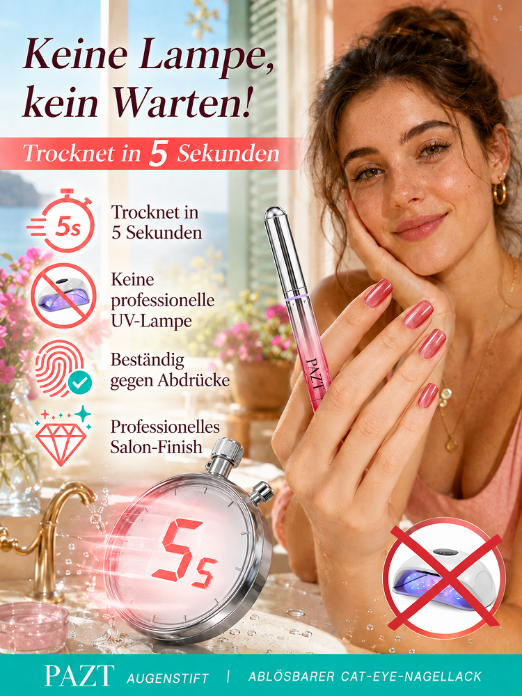 Tschüss Nagelstudio. 3D-Nägel in 3s, ohne Nagelschäden oder Aceton. 30 Tage risikofrei testen!