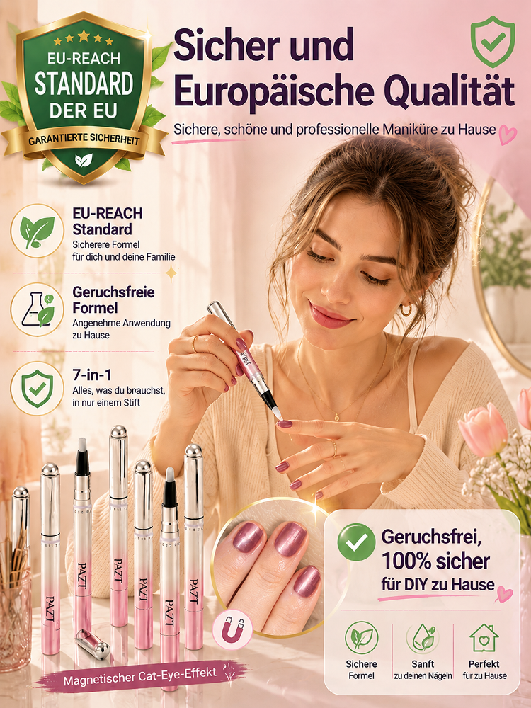 Tschüss Nagelstudio. 3D-Nägel in 3s, ohne Nagelschäden oder Aceton. 30 Tage risikofrei testen!