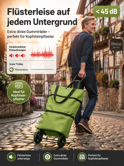 Der neue Bestseller: 2-in-1 Falttasche mit Rollen. 100kg Kapazität, 0% Mühe!