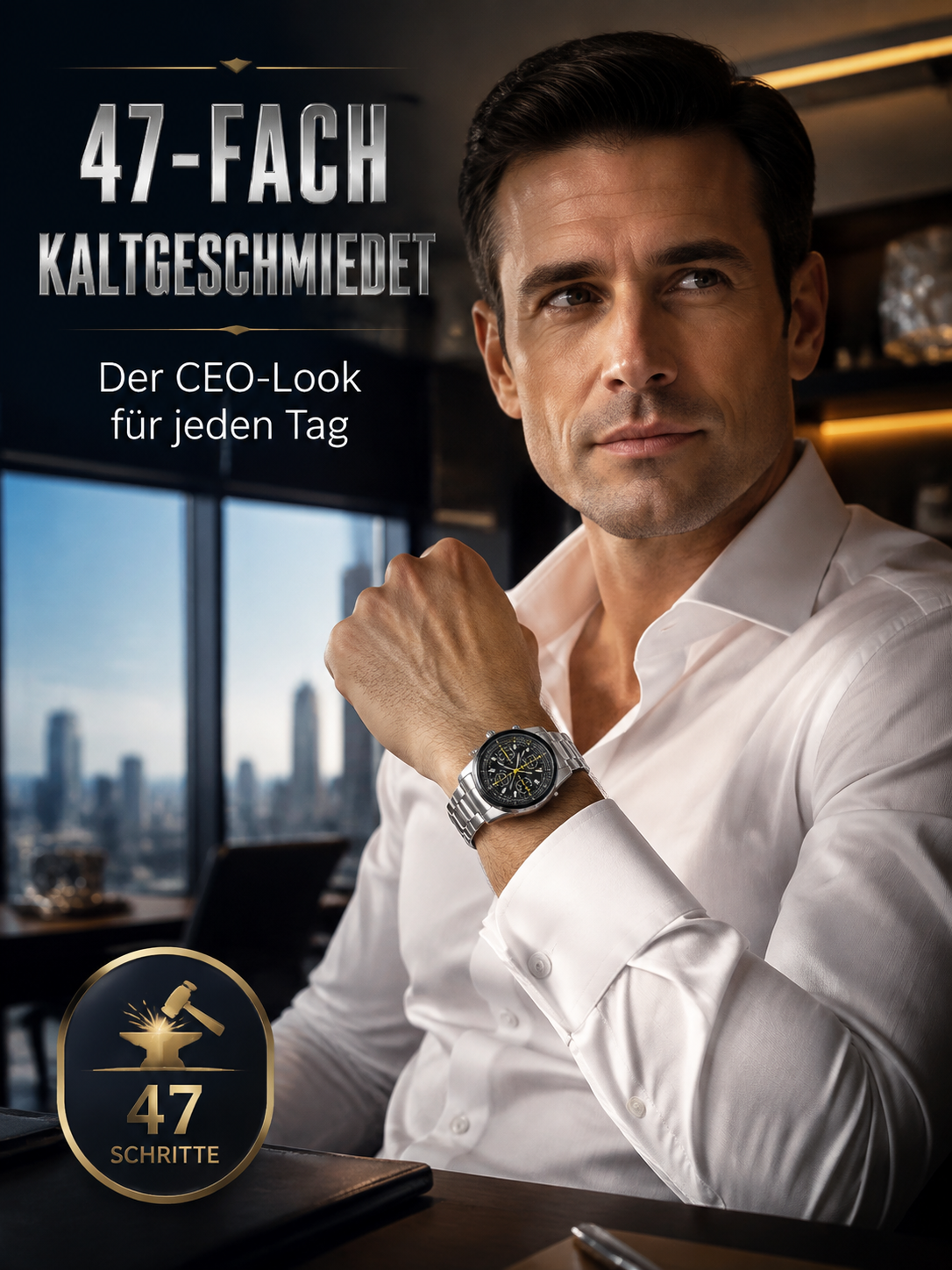 CEO-Look zum Fabrikpreis: Funk-Solaruhr mit Saphirglas & Schweizer Präzision für 48€.
