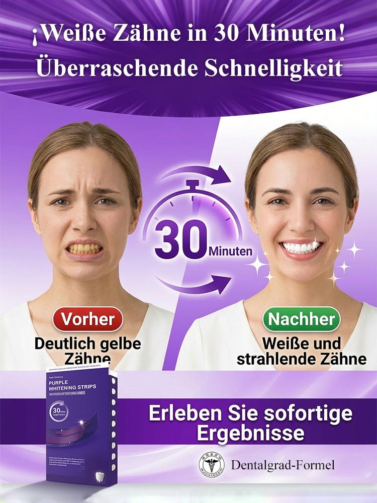 Aufhellende und fleckenentfernende violette Zahnaufhellungsstreifen