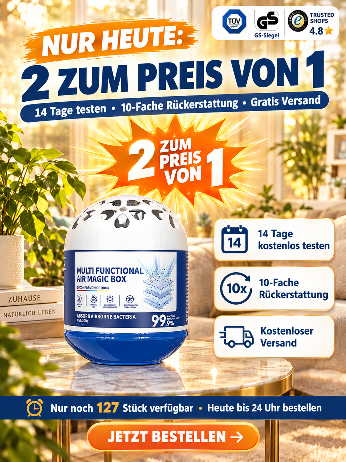 Magische Nano-Box: Saugt Staub & Gerüche auf 50m² auf – komplett ohne Strom!