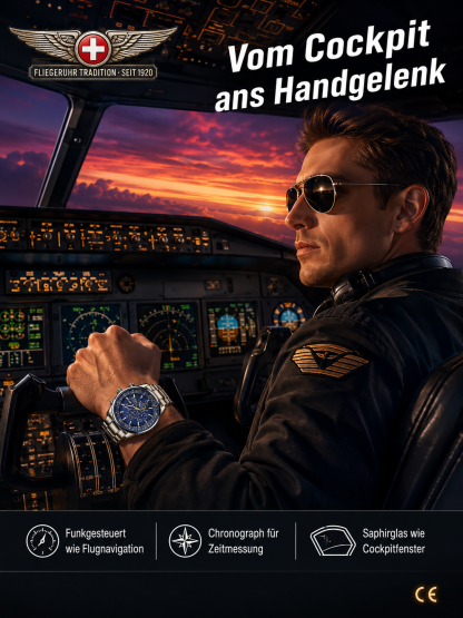CEO-Look zum Fabrikpreis: Funk-Solaruhr mit Saphirglas & Schweizer Präzision für 48€.