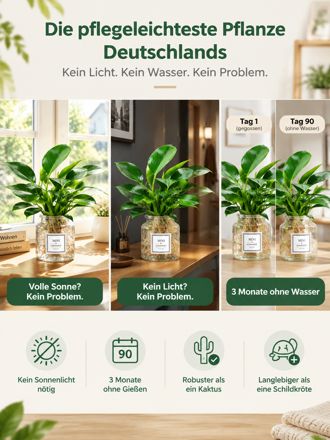 Wunder-Goldranke: 0€ Luftreiniger, 100% Tierfreundlich & wächst 3 Monate ohne Wasser!