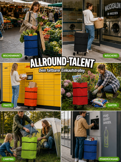 Der neue Bestseller: 2-in-1 Falttasche mit Rollen. 100kg Kapazität, 0% Mühe!