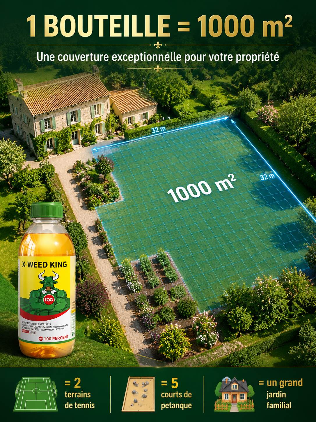 Une seule utilisation, cinq ans sans mauvaises herbes. Désherbant sûr, zéro résidu.