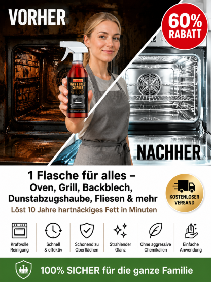 Premium Backofen- & Küchenreiniger: 1 Sekunde Sprühen, mühelose Reinigung, 