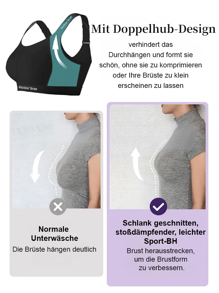 【Für vollere Oberweiten】Schlank machender, stoßdämpfender, leichter Sport-BH