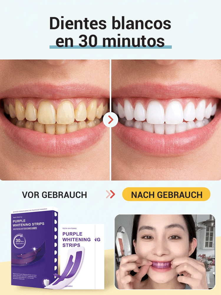Aufhellende und fleckenentfernende violette Zahnaufhellungsstreifen