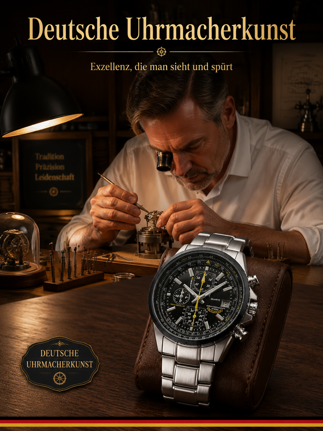 CEO-Look zum Fabrikpreis: Funk-Solaruhr mit Saphirglas & Schweizer Präzision für 48€.