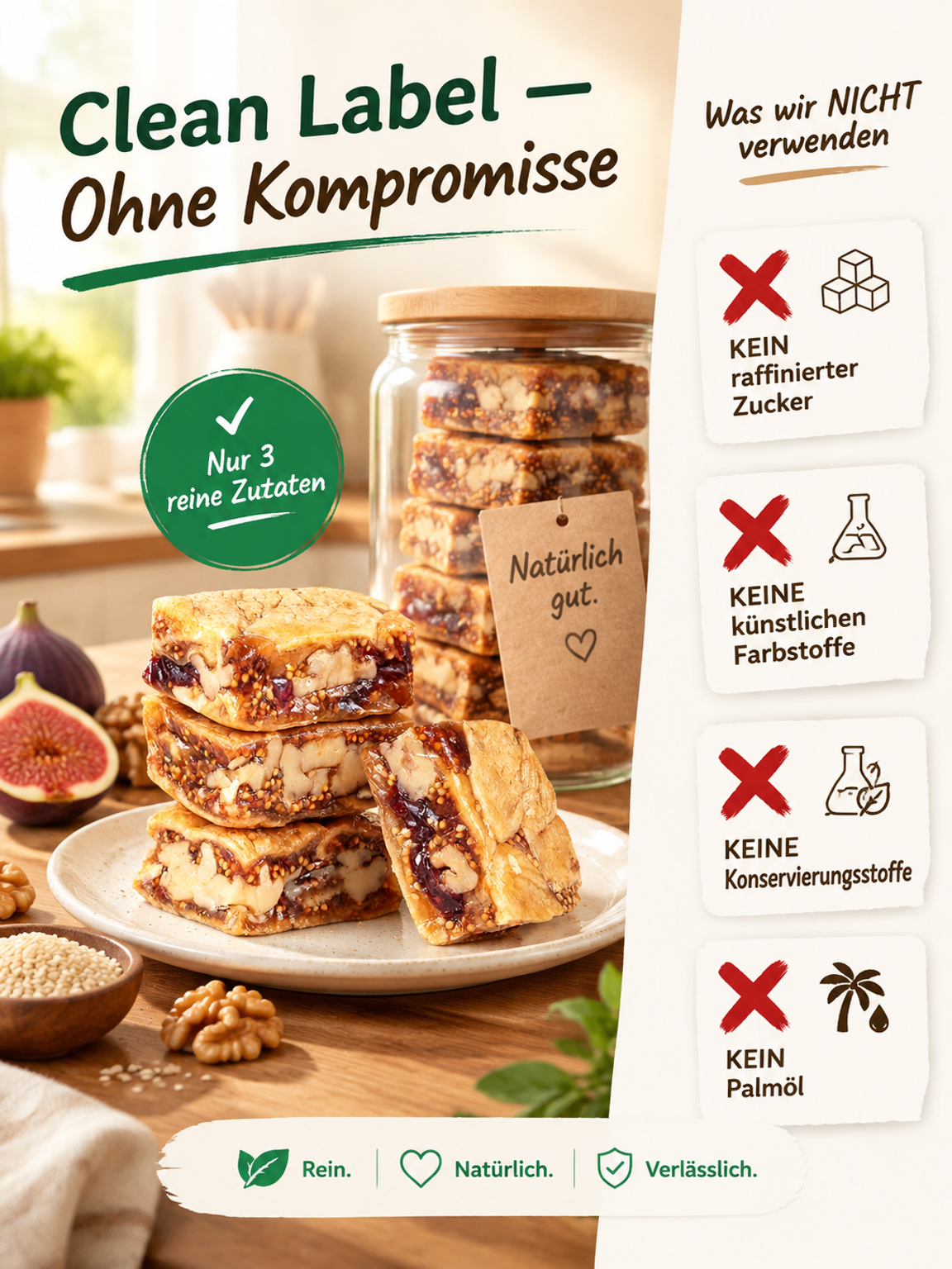 1+1 Gratis: Bio Feigen-Walnuss-Sesam Konfekt | Ohne Zuckerzusatz, zart & ballaststoffreich