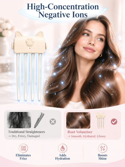 Banish flat hair! Cordless root booster with red light for XXL volume.