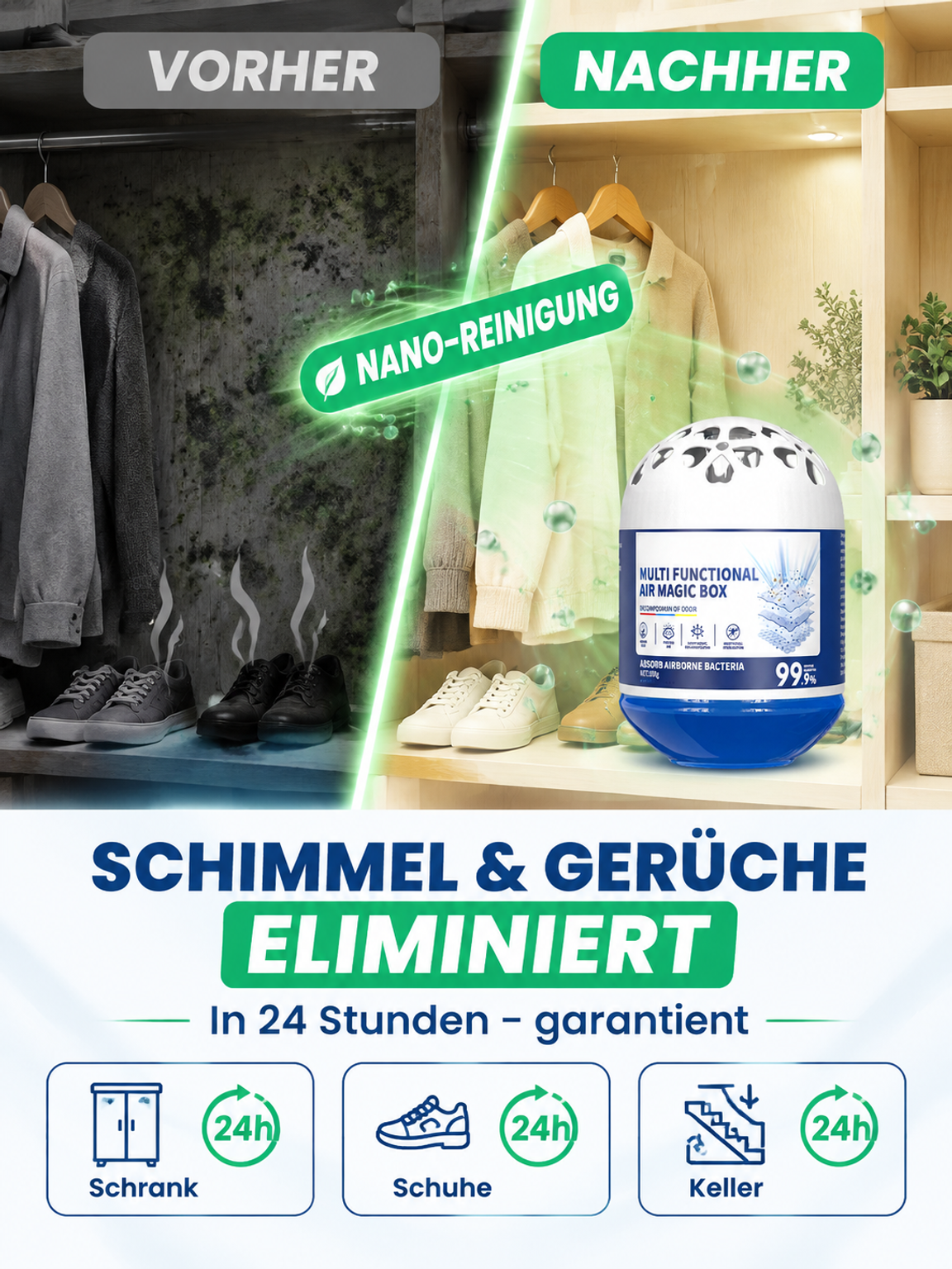 Magische Nano-Box: Saugt Staub & Gerüche auf 50m² auf – komplett ohne Strom!