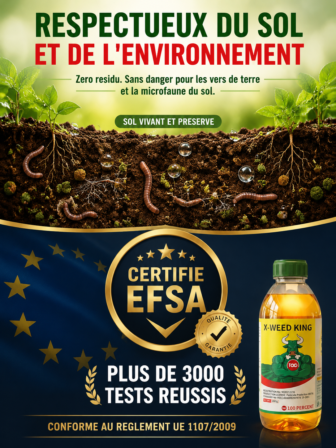 Une seule utilisation, cinq ans sans mauvaises herbes. Désherbant sûr, zéro résidu.