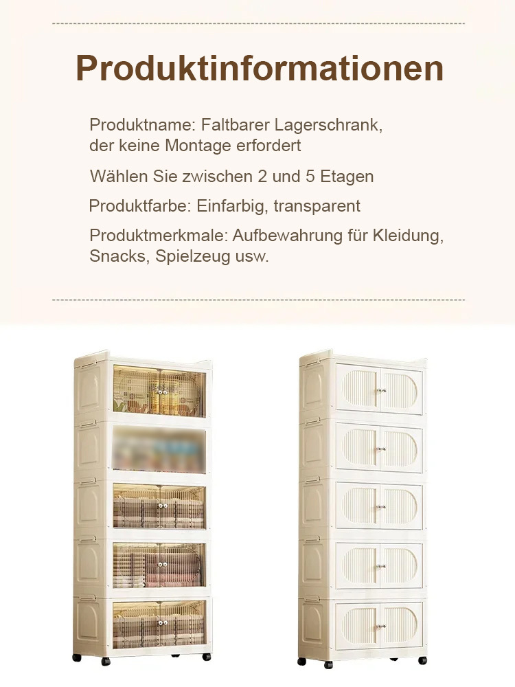 Frei installierbarer, zusammenklappbarer Lagerschrank