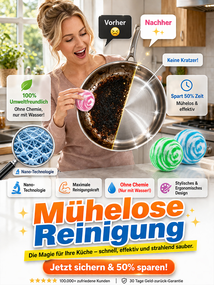 【Löst 10 Jahre Fett in 3 Sek., 100% kratzfrei】 Magischer Nano-Reinigungsball
