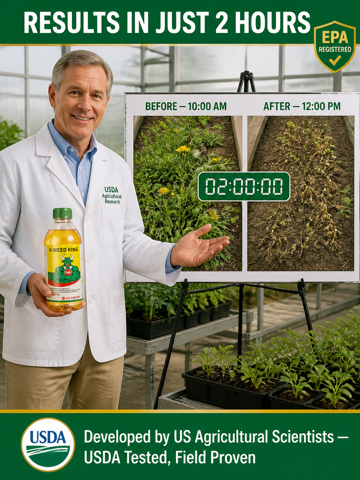 One application, five years weed-free. Safe weed killer, zero residue.