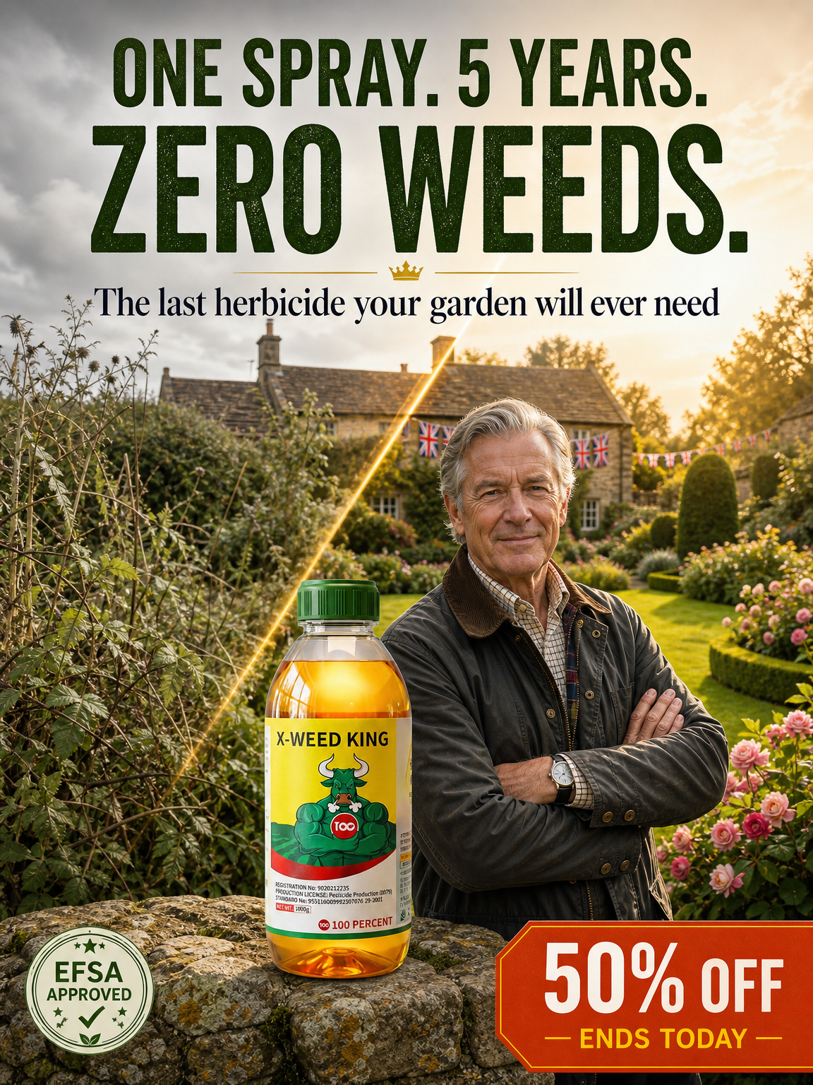 1 Use = 5 Years Weed-Free. Safe herbicide, 0 residue.