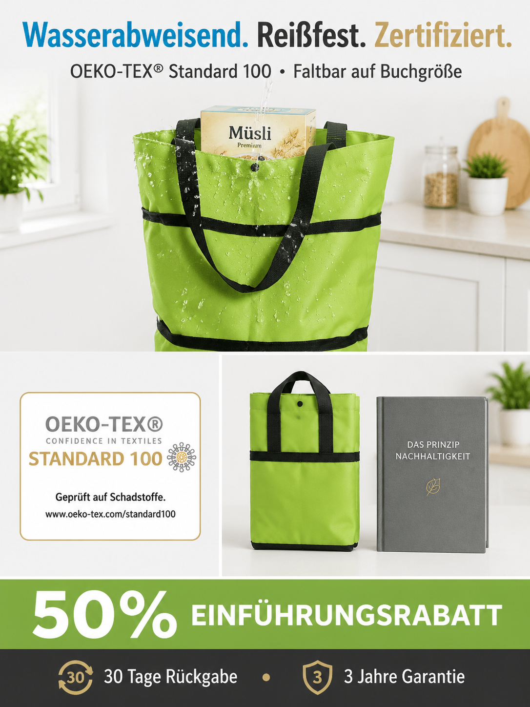 Der neue Bestseller: 2-in-1 Falttasche mit Rollen. 100kg Kapazität, 0% Mühe!