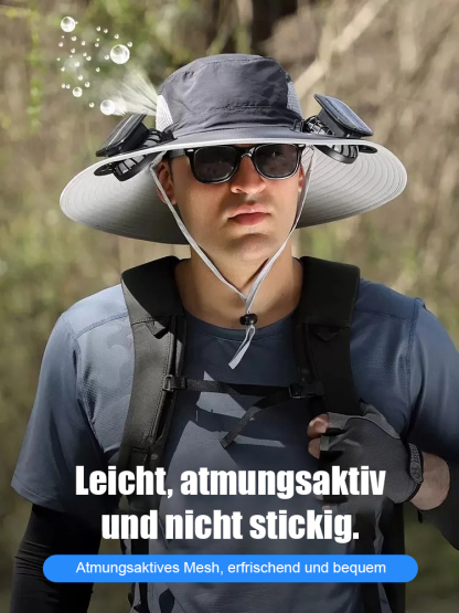 Solarbetriebener Fischerhut mit doppeltem Ventilator